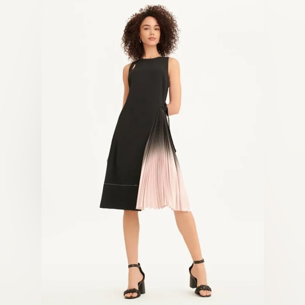 DKNY Crewneck Ombre Midi Dress With Belt